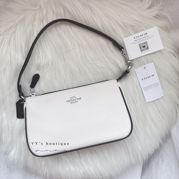 Coach Handbags - NWT Coach Nolita 19 Pebble Leather Large Wristlet Pochette Bag Chalk Black CP490